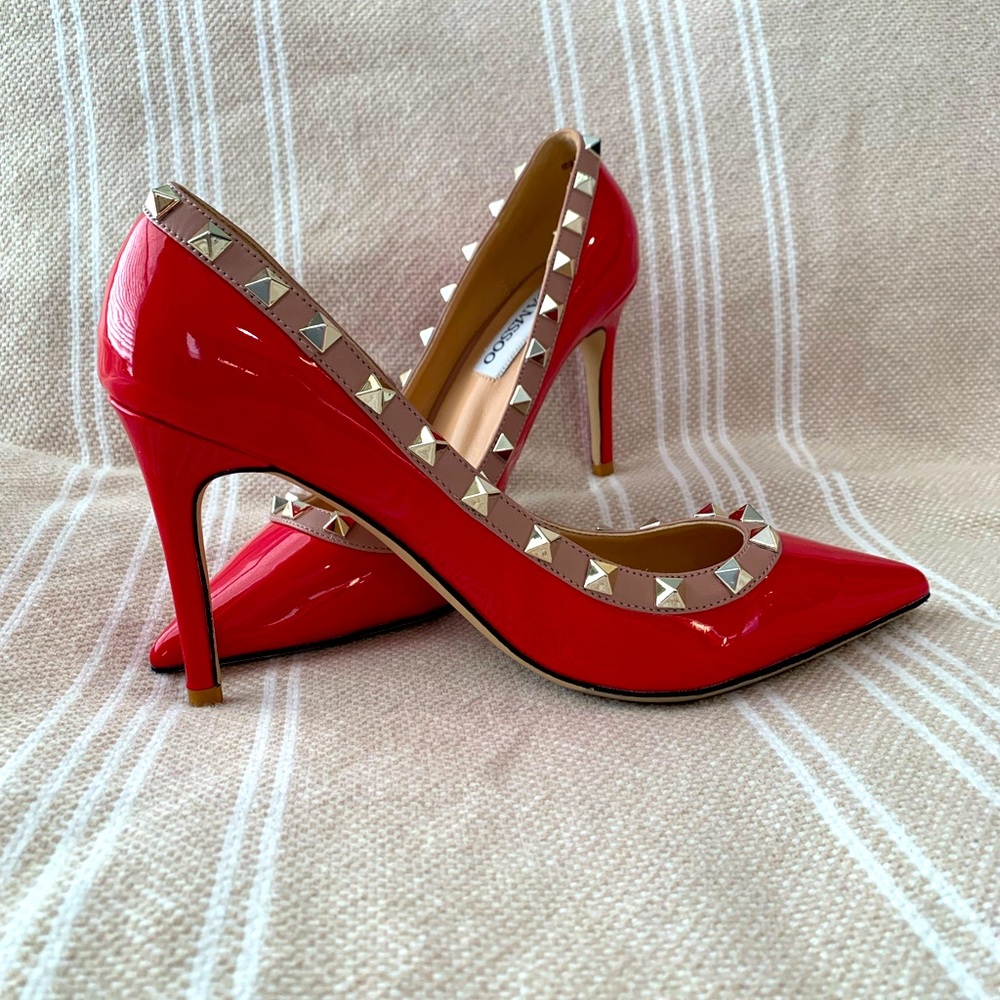 Camsoo red studded pumps size EU37